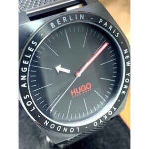 Hugo Boss Men's Watch 1530108 Quartz Black Dial Mesh Stainless Steel 44mm